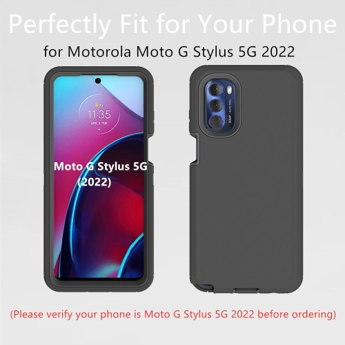 Pour l'étui Moto G Stylus 5G 2022 de Motorola, l'étui robuste Defender résistant aux chocs et à la poussière 3-en-1