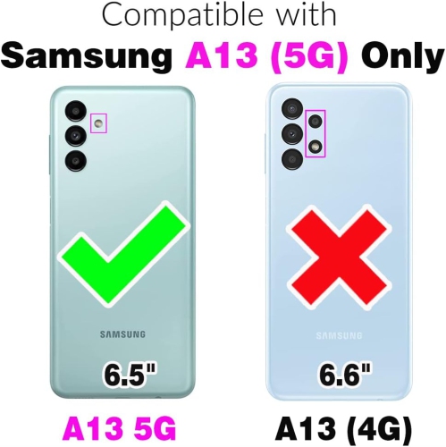 Compatible avec l'étui portefeuille pour Galaxy A13 5G de Samsung et la carte à rabat en cuir fleur avec protecteur d'écran en verre trempé