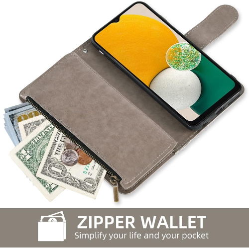 Compatible avec l'étui portefeuille pour Galaxy A13 5G de Samsung et la carte à rabat en cuir fleur avec protecteur d'écran en verre trempé