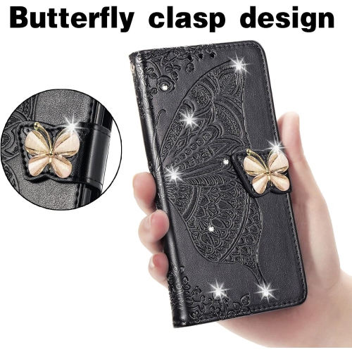 Pour TCL 20S, coque en cuir de polyuréthane papillon 3D avec fentes pour cartes de crédit, étui pour TCL 20S Rhinestone