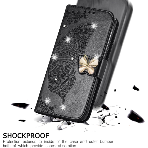 Pour TCL 20S, coque en cuir de polyuréthane papillon 3D avec fentes pour cartes de crédit, étui pour TCL 20S Rhinestone