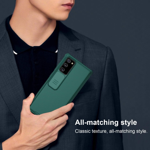 Étui pour Galaxy Note 20, étui CamShield Pro avec couvercle coulissant pour Galaxy Note 20 de Samsung, vert minuit