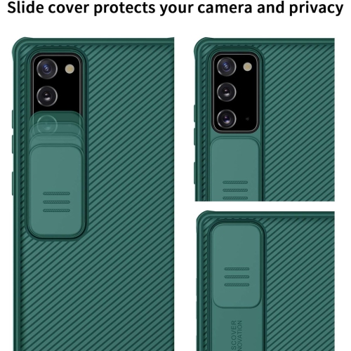 Étui pour Galaxy Note 20, étui CamShield Pro avec couvercle coulissant pour Galaxy Note 20 de Samsung, vert minuit