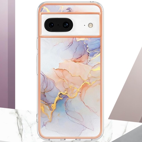 Slim Fit Phone Case for Google Pixel 8,Shiny IMD Marble Pattern Fashion Case for Girls,Screen and Camera