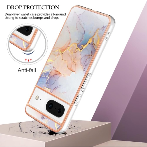 Slim Fit Phone Case for Google Pixel 8,Shiny IMD Marble Pattern Fashion Case for Girls,Screen and Camera