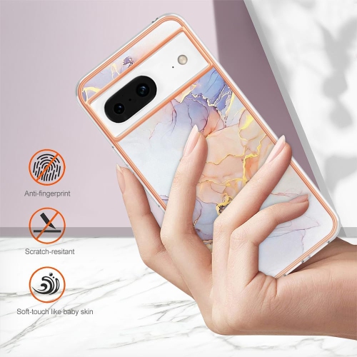 Slim Fit Phone Case for Google Pixel 8,Shiny IMD Marble Pattern Fashion Case for Girls,Screen and Camera