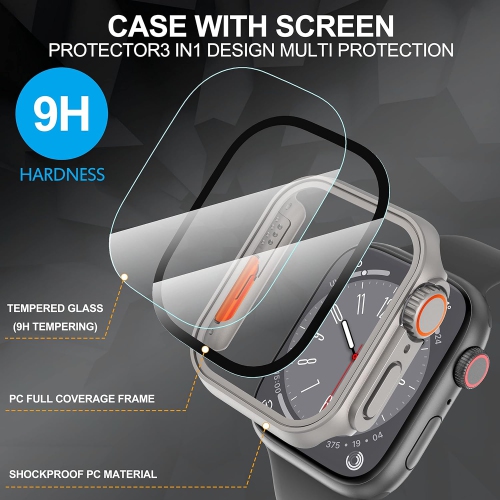 for Apple Watch 40mm Screen Protector Case, Ultra-Thin Tempered Glass Unique Design Full Coverage Case Cover,