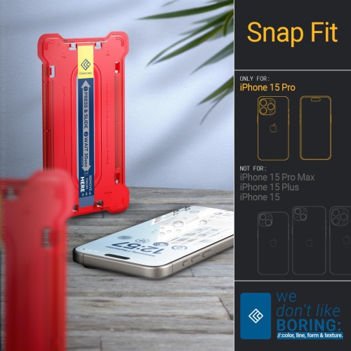Snap Fit Tempered Glass [2 Pack/Easy Installlation] for Apple iPhone 15 Pro Screen Protector