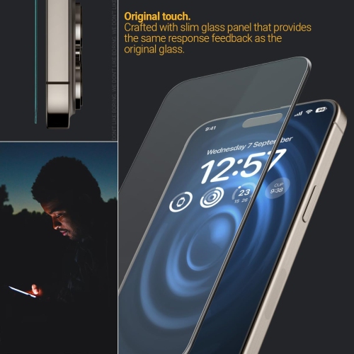 Snap Fit Tempered Glass [2 Pack/Easy Installlation] for Apple iPhone 15 Pro Screen Protector