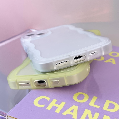 Compatible avec l’étui transparent 13 de iPhone, l’adorable cadre transparent ondulé transparent en silicone souple anti-égratignure uni