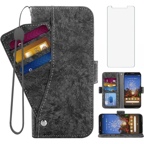 Compatible avec l'étui-portefeuille pour Pixel 3&nbsp;A de Google avec béquille en verre trempé pour support de carte