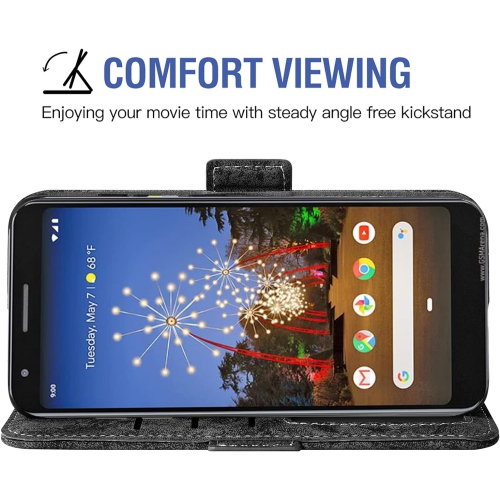 Compatible avec l'étui-portefeuille pour Pixel 3&nbsp;A de Google avec béquille en verre trempé pour support de carte