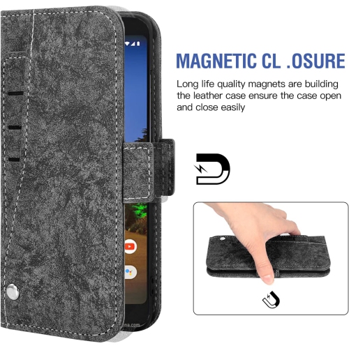 Compatible avec l'étui-portefeuille pour Pixel 3&nbsp;A de Google avec béquille en verre trempé pour support de carte