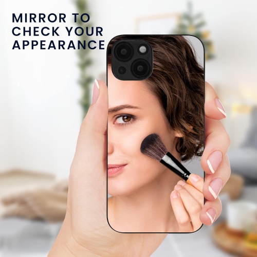 Étui miroir pour téléphone compatible avec Apple iPhone 13 - couvercle avec dos réfléchissant pour téléphone intelligent - Argenté