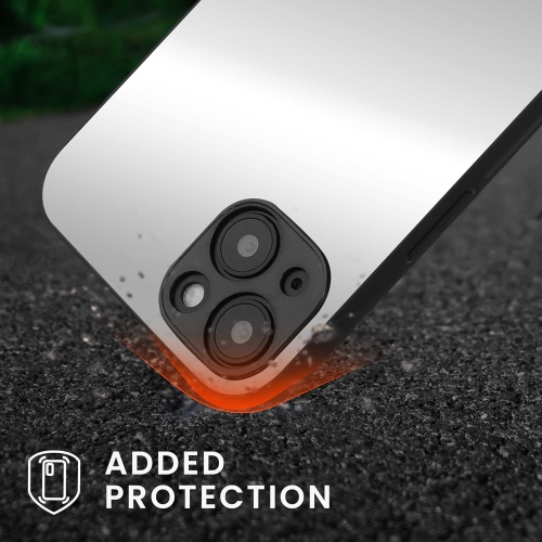 Étui miroir pour téléphone compatible avec Apple iPhone 13 - couvercle avec dos réfléchissant pour téléphone intelligent - Argenté