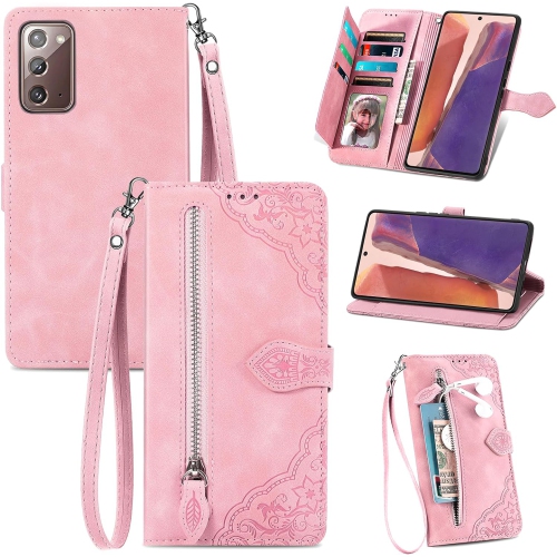 UNKNOWN  Samsung Galaxy Note20 Wallet Case Zipper Pocket With Card Holder Slot Magnetic Closure Lanyard Flip Cover