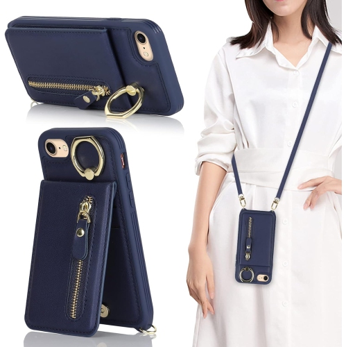 iPhone SE 2022/2020 Phone Case with Card Holder,iPhone 7/8 Case Wallet for Women Men with Strap,Crossbody