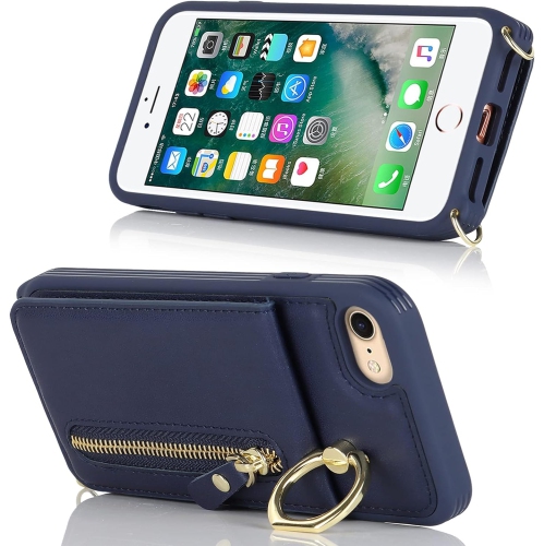 iPhone SE 2022/2020 Phone Case with Card Holder,iPhone 7/8 Case Wallet for Women Men with Strap,Crossbody