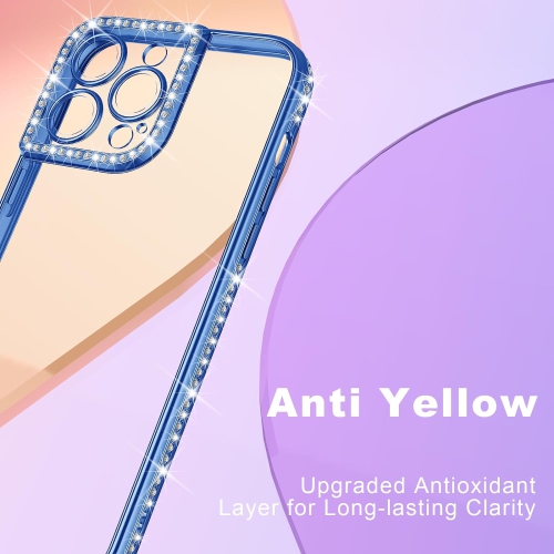 Designed for iPhone 14 Plus Case, Luxury Plating Cute Bling Diamond Inlay Phone Cover for Women Girls with Bling