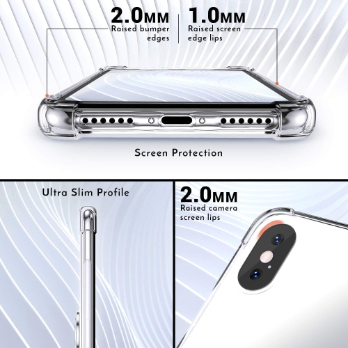 for iPhone X/Xs Phone Case Clear with Ring Kickstand, Protective Shock -Absorbing Bumper Shockproof Phone