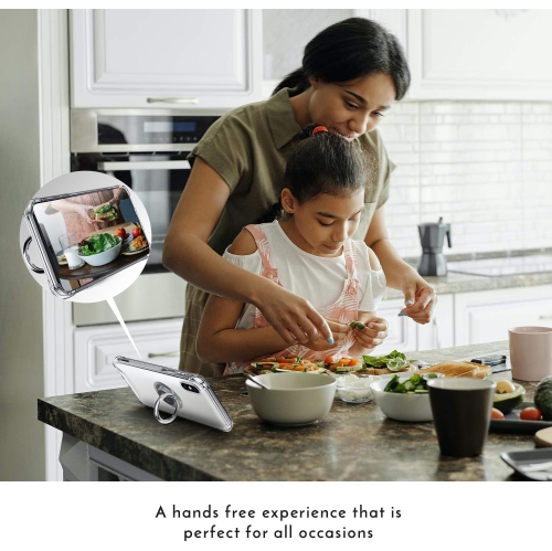 for iPhone X/Xs Phone Case Clear with Ring Kickstand, Protective Shock -Absorbing Bumper Shockproof Phone