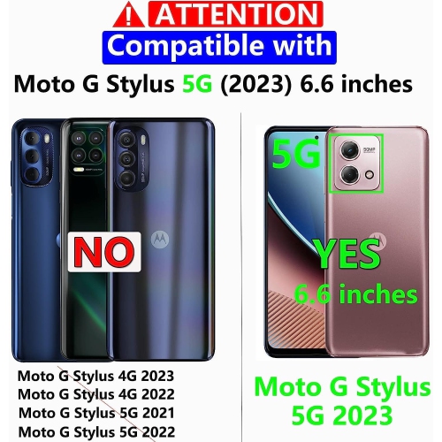 Motorola Moto G Stylus 5G Case, Moto G Stylus 5G (2023) Case with [3X Tempered Glass Screen Protector], Built-in