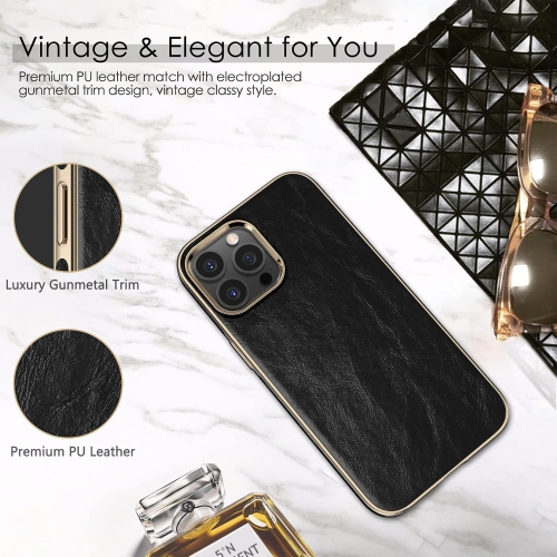 Leather Case for iPhone 14 Pro, Men Women Luxury Slim Business PU Cover Soft Flexible Bumper Rugged Grip