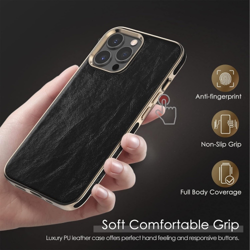 Leather Case for iPhone 14 Pro, Men Women Luxury Slim Business PU Cover Soft Flexible Bumper Rugged Grip