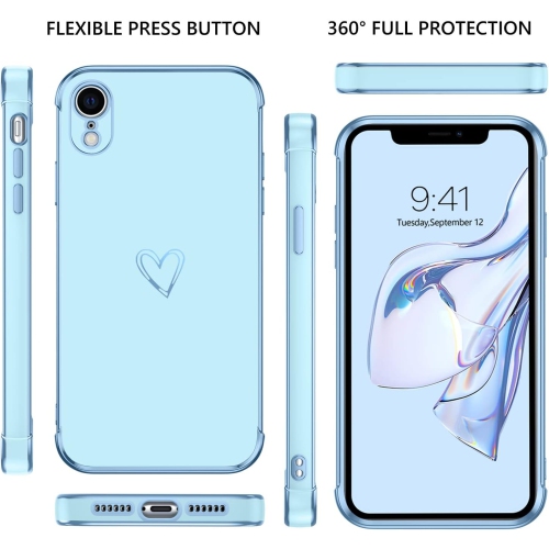 Case for iPhone XR, iPhone XR Cases Cute Heart Pattern Soft TPU Plating Cover for Women Girls with Camera