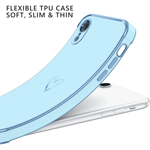 Case for iPhone XR, iPhone XR Cases Cute Heart Pattern Soft TPU Plating Cover for Women Girls with Camera