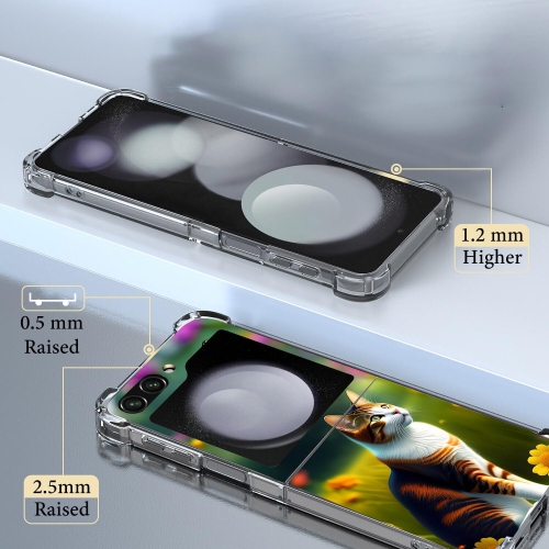 Galaxy Z Flip 5 Case,Cute White Orange Cat Drop Protection Shockproof Case TPU Full Body Protective