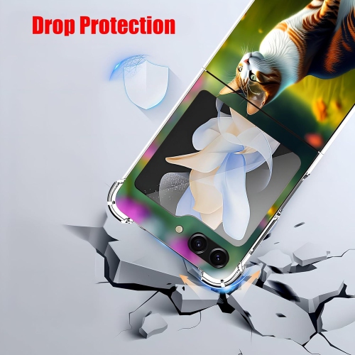 Galaxy Z Flip 5 Case,Cute White Orange Cat Drop Protection Shockproof Case TPU Full Body Protective