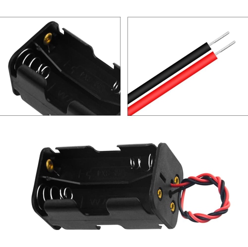 6 PCS 4 x boîtier porte-piles AA 1,5&nbsp;V avec fil rouge noir