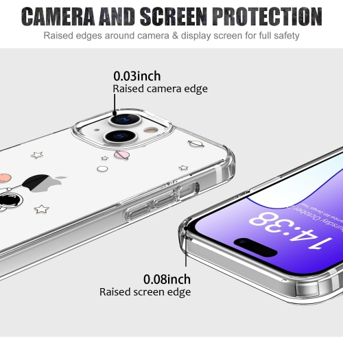 for iPhone 15 Plus Case with Screen Protector - Crystal Clear Cover with Fashionable Designs for Women