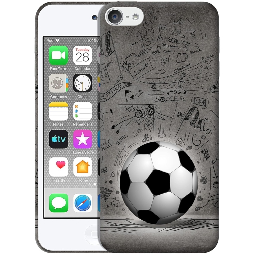 iPod Touch 7 Case - Soccer Ball with Black Art Wall Deisgn Printed Hard Shell Sanp On Protective Designer Back Case
