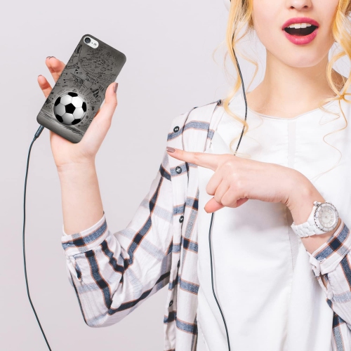 iPod Touch 7 Case - Soccer Ball with Black Art Wall Deisgn Printed Hard Shell Sanp On Protective Designer Back Case