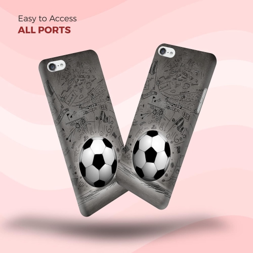 iPod Touch 7 Case - Soccer Ball with Black Art Wall Deisgn Printed Hard Shell Sanp On Protective Designer Back Case
