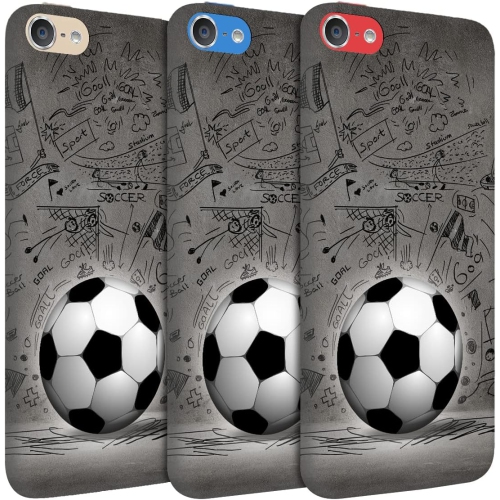 iPod Touch 7 Case - Soccer Ball with Black Art Wall Deisgn Printed Hard Shell Sanp On Protective Designer Back Case