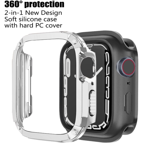 2 in 1 Rugged Case Compatible with Apple Watch Series 9 8 SE2 7 6 SE 5 4 41mm / 40mm Hard PC Cover with Soft