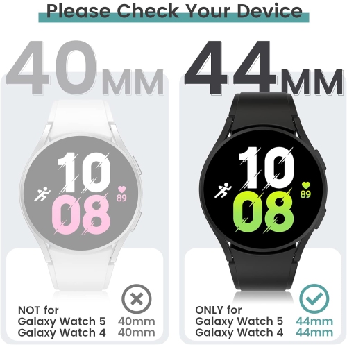 [4+4Pack] for Samsung Galaxy Watch 5 2022 & 4 2021 Screen Protector and Case 44mm, Anti-Fog Tempered Glass