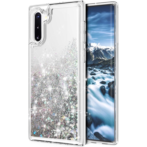 Image 1 de 5.. Pour les étuis pour Galaxy Note 10, double couche Design Bling Floating Liquid Sparkle Colorful Glitter Waterfall