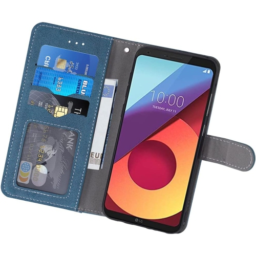 Compatible with LG Q6/Q6 Plus/Q6 Mini Wallet Case and Tempered Glass Screen Protector Flip Cover Credit Card