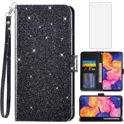 UNKNOWN  Phone Case for Samsung Galaxy A10E With Tempered Glass Screen Protector Cover And Cell Accessories Card Holder