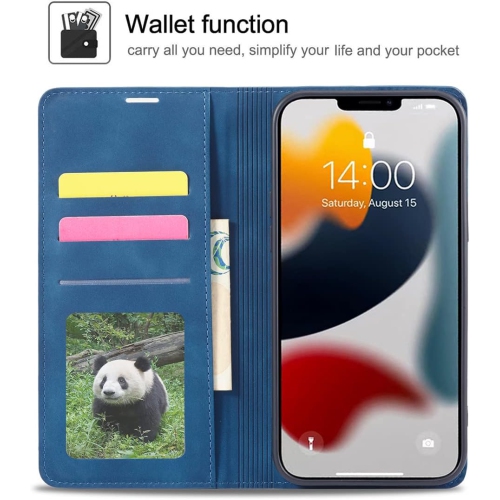 Case for iPhone 14 Plus, Premium PU Leather Cover TPU Bumper with Card Holder Kickstand Hidden Magnetic