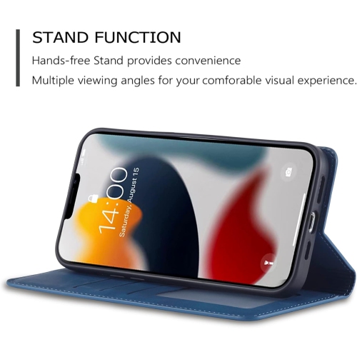 Case for iPhone 14 Plus, Premium PU Leather Cover TPU Bumper with Card Holder Kickstand Hidden Magnetic