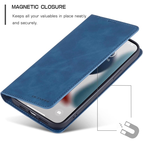 Case for iPhone 14 Plus, Premium PU Leather Cover TPU Bumper with Card Holder Kickstand Hidden Magnetic