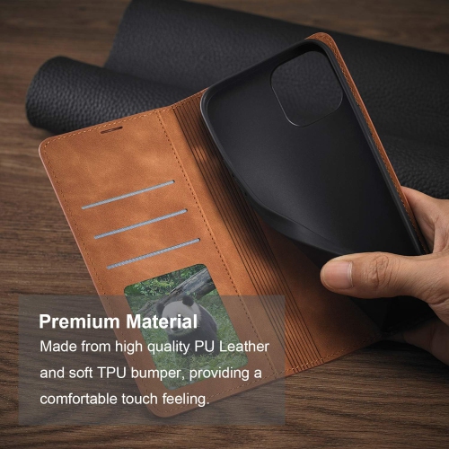 Case for iPhone 14 Plus, Premium PU Leather Cover TPU Bumper with Card Holder Kickstand Hidden Magnetic