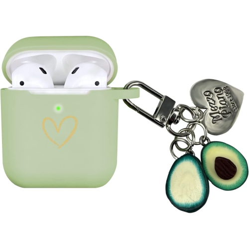 UNKNOWN  Compatible With Airpods Case Cover, Soft Silicone Case With Heart Pattern for Airpods 2&1 Generation Case In Gold