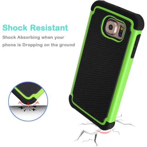 Galaxy S6 Edge Case, [Shock Proof] Scratch Absorbing Hybrid Rubber Plastic Impact Defender Rugged Slim Hard Case