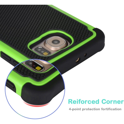 Galaxy S6 Edge Case, [Shock Proof] Scratch Absorbing Hybrid Rubber Plastic Impact Defender Rugged Slim Hard Case